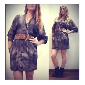 vintage 90s tie dyed linen shirt dress grunge boho